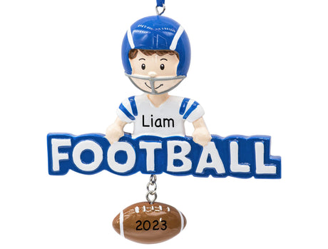 Does your son love football? Personalized football boy Christmas ornament is made for him.