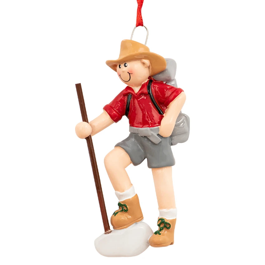 Celebrate the adventurer in your life with a personalized hiking boy ornament, featuring custom designs and outdoor elements, perfect for adding a unique touch to your holiday decor.