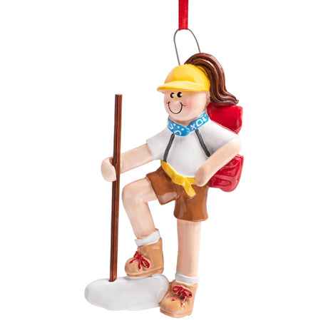 Celebrate your love for hiking with a personalized hiking girl ornament, featuring a custom design and outdoor details, perfect for adding a unique touch to your holiday decorations.