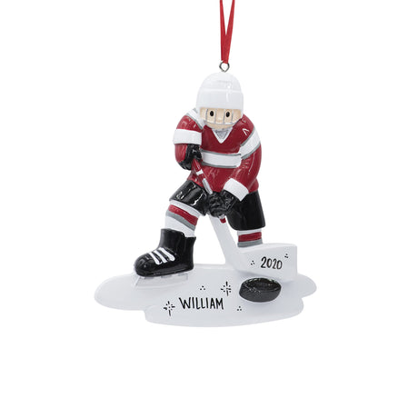 Score big this holiday with a personalized ice hockey player boy Christmas ornament from Gift Shopie!