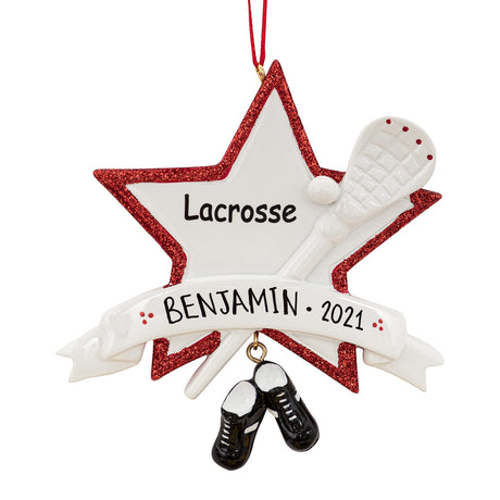 Celebrate the game with a personalized lacrosse Christmas ornament for players and coaches.