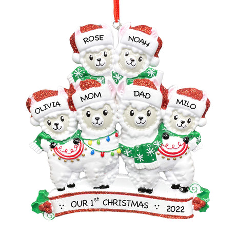 Bring holiday joy with a personalized llama Christmas ornament for your family from Gift Shopie.