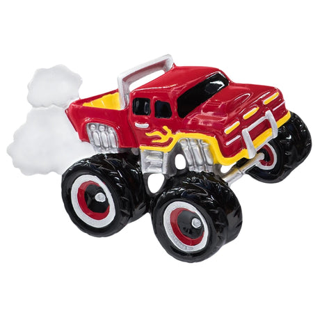 Personalized monster truck ornament with custom name, add a touch of class to your Christmas decor.