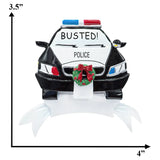 Add a special touch to your Christmas tree with a personalized police car ornament.