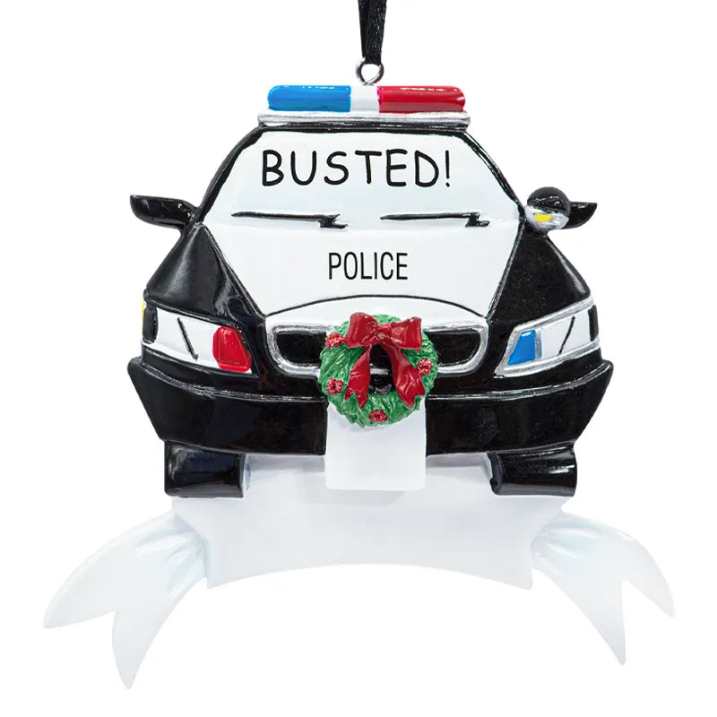 Customize your décor with a personalized police car ornament, perfect for law enforcement enthusiasts