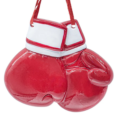 Elevate your decorations with our Personalized Red Boxing Gloves Ornament. Perfect for boxing aficionados.