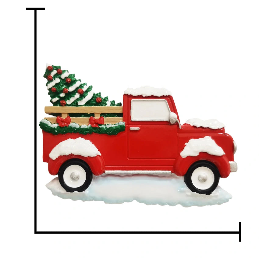 Add a classic touch to your tree with a personalized red truck Christmas ornament.