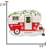 Personalized RV pop-up camper Christmas ornament, perfect for celebrating camping adventures.