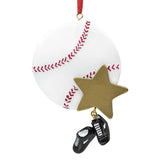 Custom ornament featuring a soccer ball with cleats, personalized with a name and unique design, perfect for soccer enthusiasts and holiday decor.