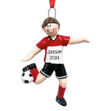 Add a personalized touch to your holiday decor with our charming soccer player ornament. Crafted with attention to detail.