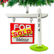 Celebrate a successful sale with a personalized sold sign real estate Christmas ornament.