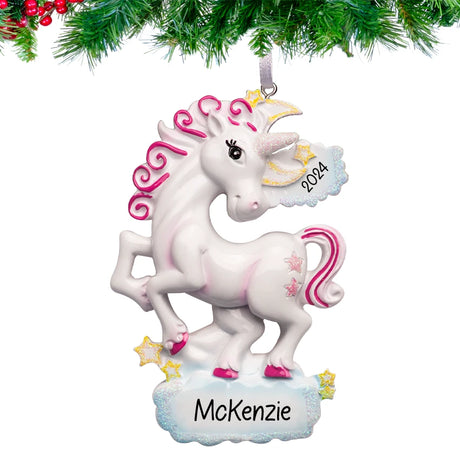 Personalized sparkle unicorn Christmas ornament with custom name, let's add magic your christmas.