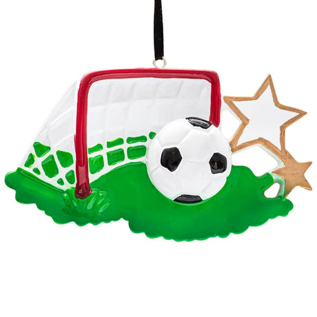 Personalized soccer sport ornaments for enthusiasts. Customize with unique details for a special touch.