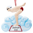 Personalized swimming boy Christmas ornaments with custom name, a perfect holiday decoration for young swimmers.