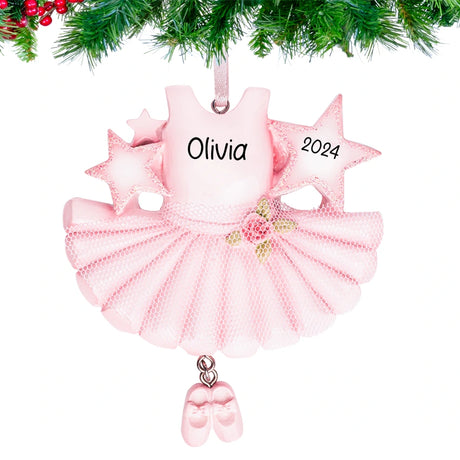 Pink ballerina Christmas ornament, a charming decoration perfect for adding elegance to your decor.