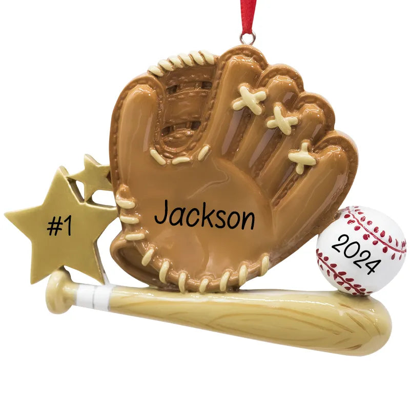 Sport ornaments featuring a personalized baseball design, perfect for fans and players alike.