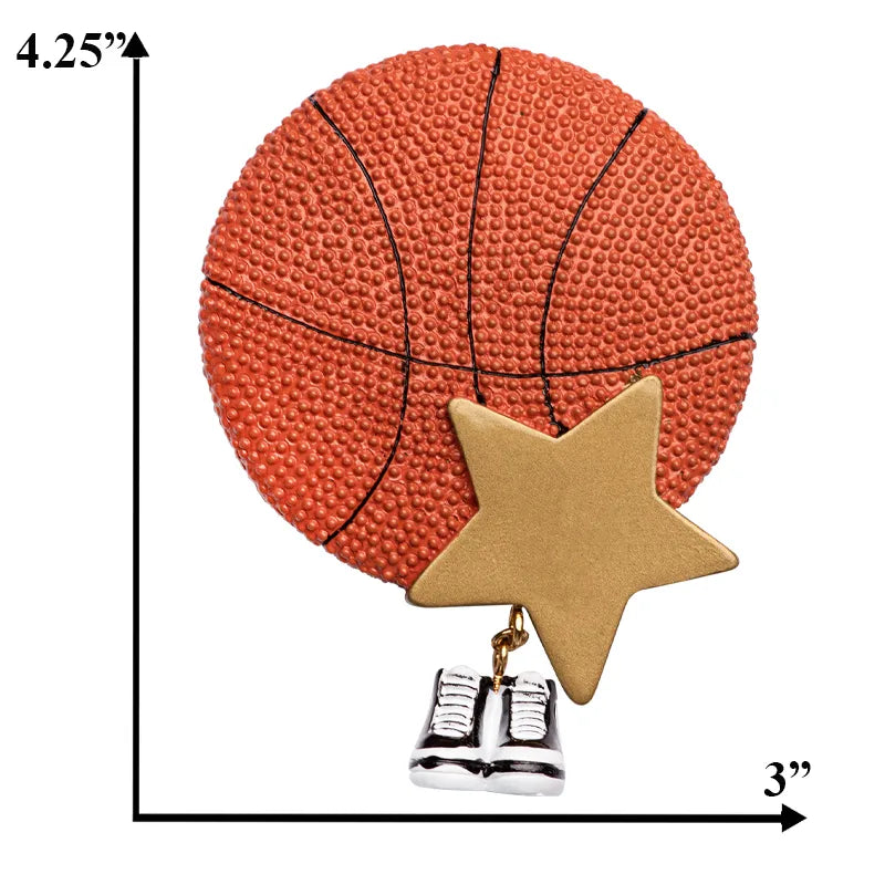 Personalized basketball ball sport ornament with custom name, ideal for basketball enthusiasts and holiday gifts.