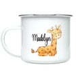 Toddler giraffe mug personalized for kids, a fun and whimsical drinkware.